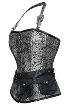Load image into Gallery viewer, Christie Silver Corset with Strap and Faux Leather Pouch - Shearling leather
