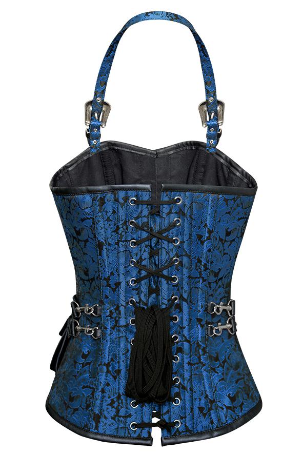 Walters Turquoise Corset with Strap and Faux Leather Pouch - Shearling leather