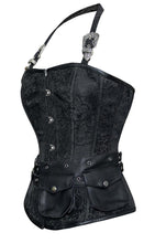 Load image into Gallery viewer, Andrews Black Corset with Strap and Faux Leather Pouch - Shearling leather
