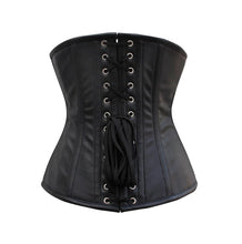 Load image into Gallery viewer, Olesya Blood Crossed Black Faux Leather Underbust Corset - Shearling leather
