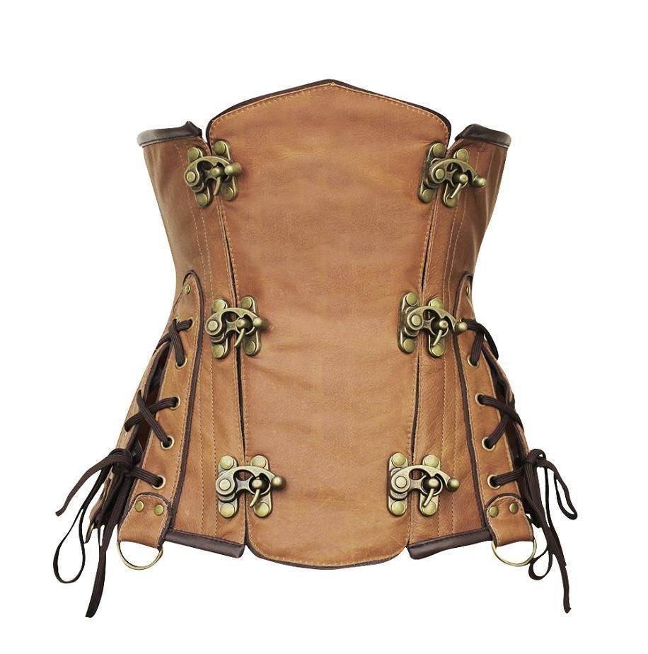 Donne Steampunk Underbust Corset - Shearling leather