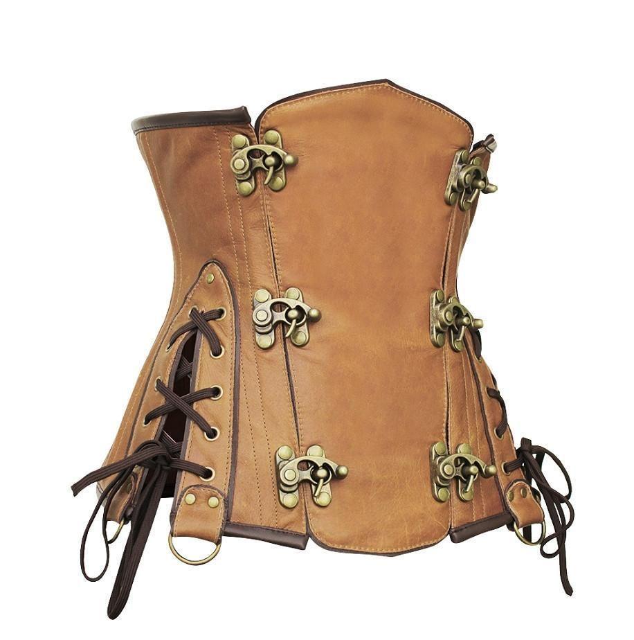 Donne Steampunk Underbust Corset - Shearling leather