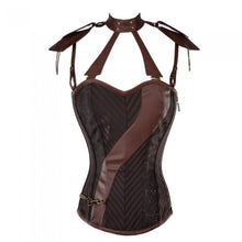Load image into Gallery viewer, Whalen Steampunk Corset With Faux Leather Cage Straps - Shearling leather
