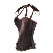 Load image into Gallery viewer, Whalen Steampunk Corset With Faux Leather Cage Straps - Shearling leather
