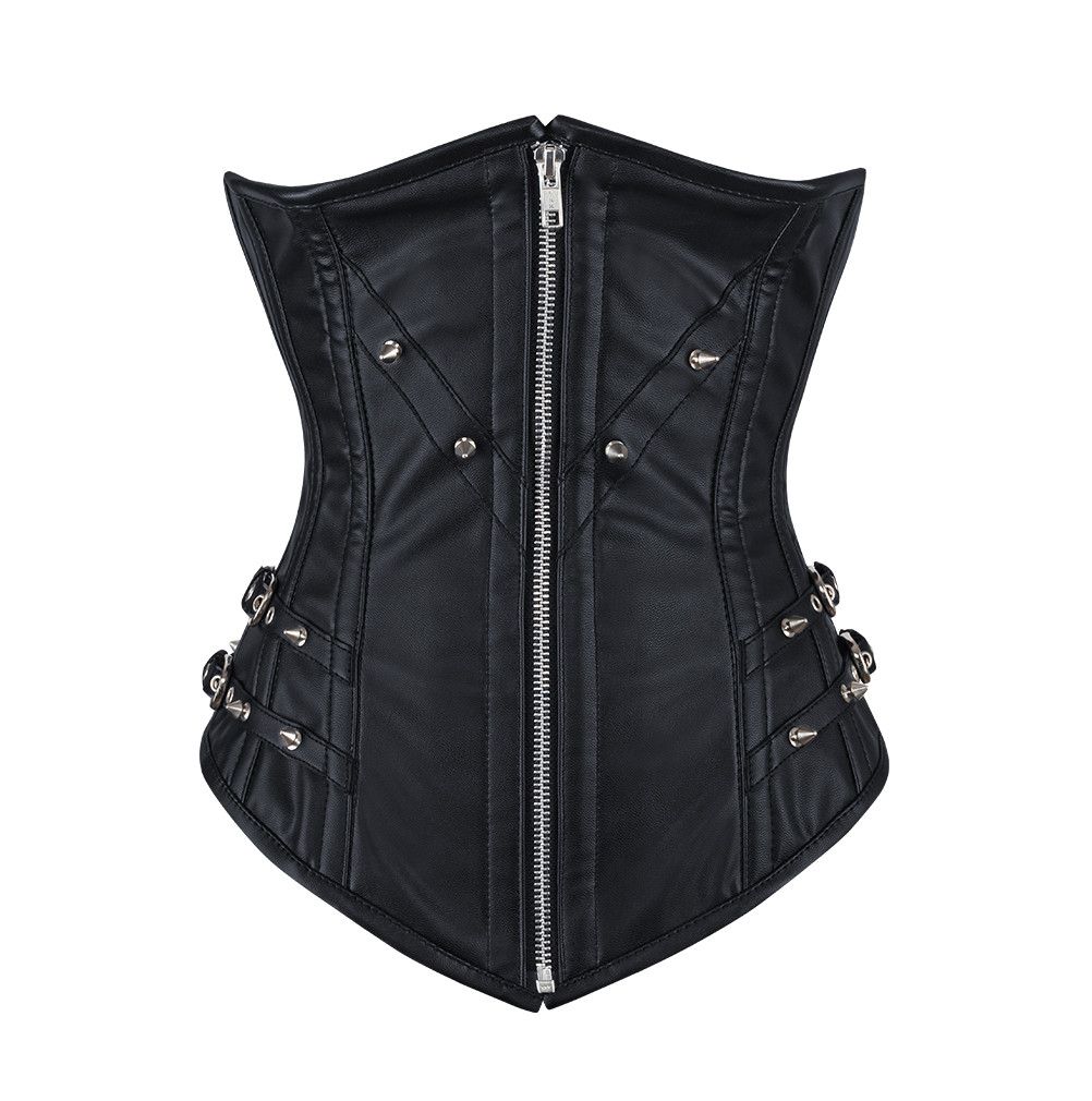Chelsea Faux Leather Longline Underbust Corset - Shearling leather
