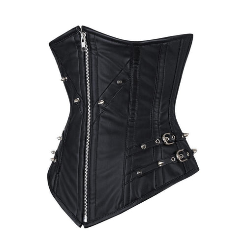 Chelsea Faux Leather Longline Underbust Corset - Shearling leather
