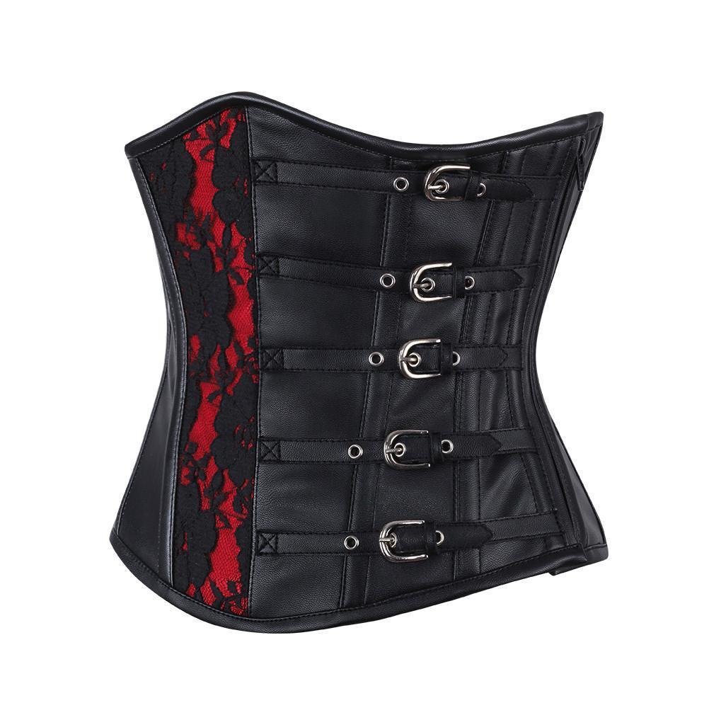 Sasha Genuine Leather Gothic Underbust Corset - Shearling leather