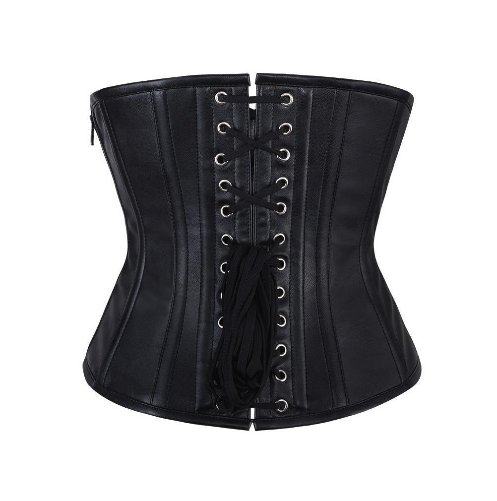 Pitman Faux Leather Gothic Underbust Corset - Shearling leather