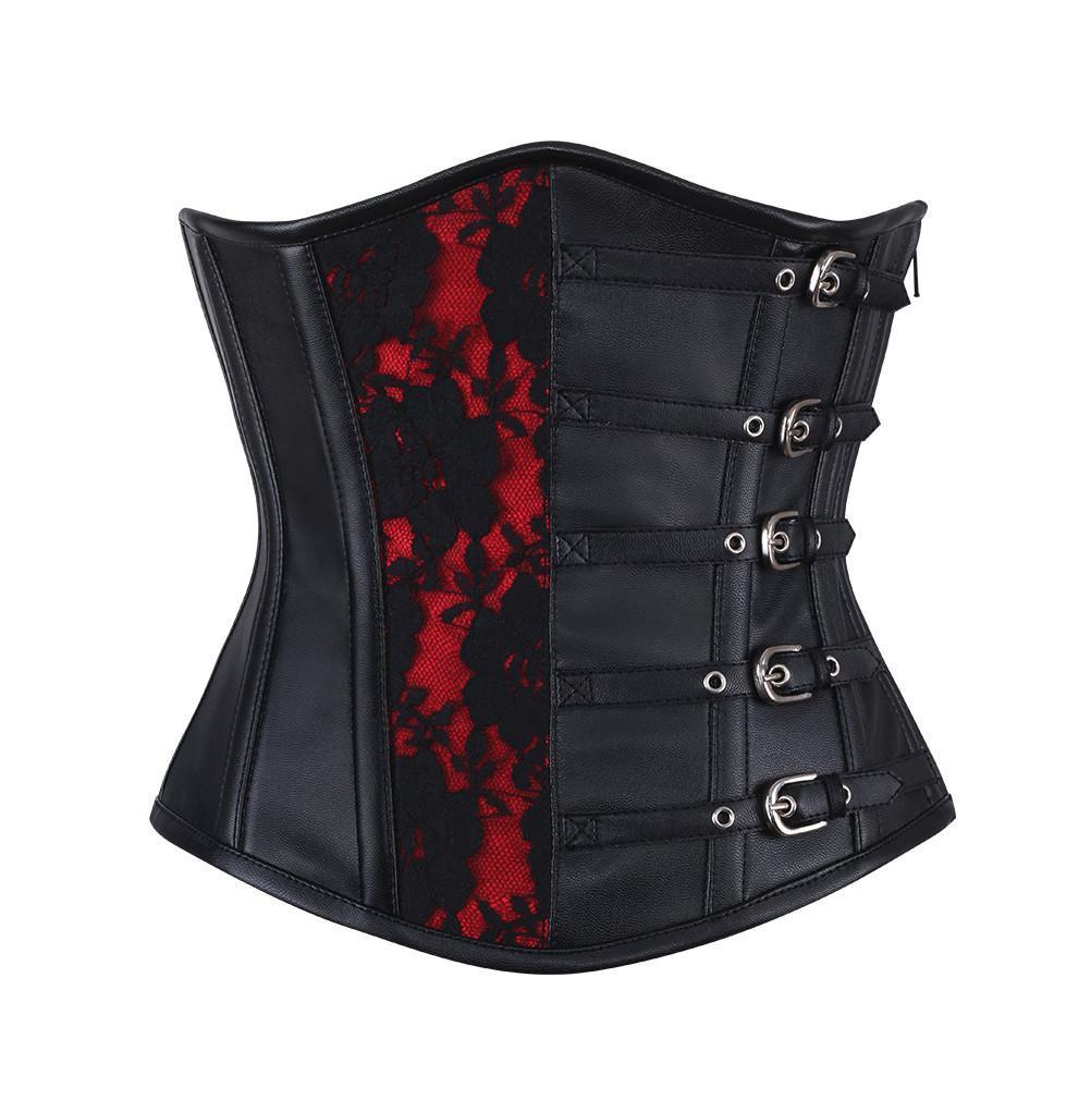 Pitman Faux Leather Gothic Underbust Corset - Shearling leather