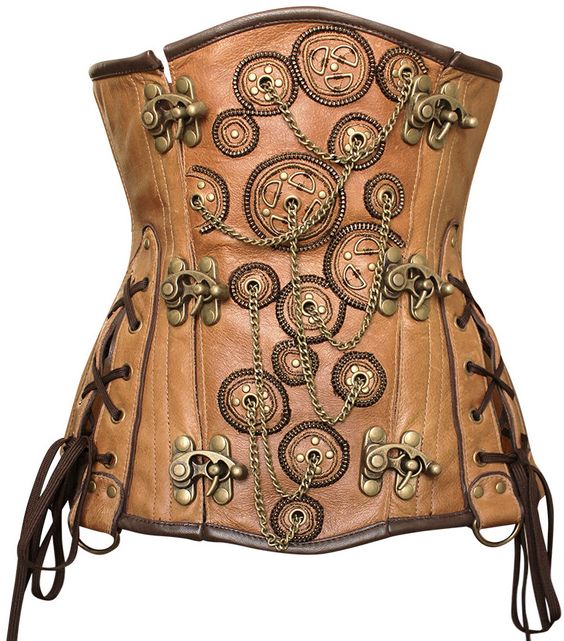 Malcolm Embroidered Crunch Leather Underbust Corset - Shearling leather