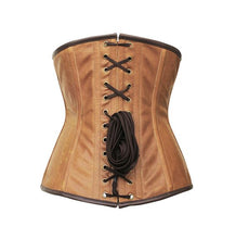 Load image into Gallery viewer, Neville Embroidered Crunch Leather Underbust Corset - Shearling leather
