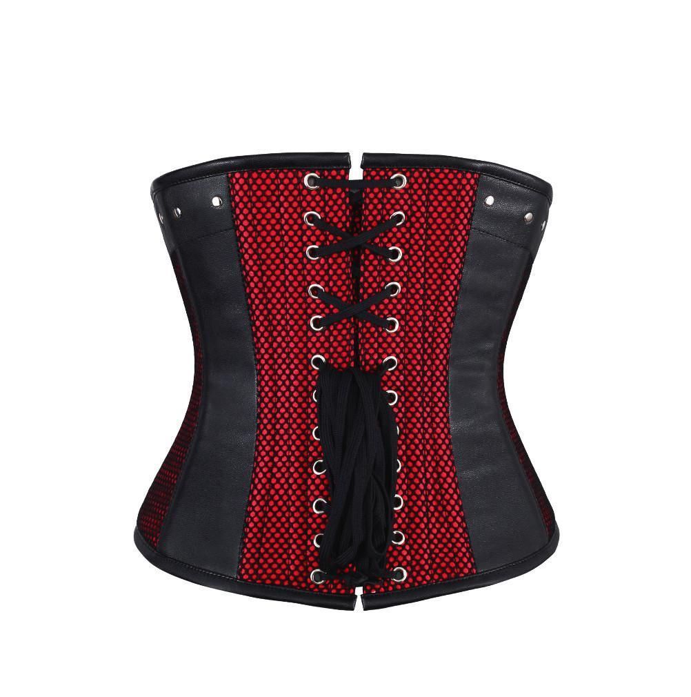 Shona Faux Leather Gothic Underbust Corset - Shearling leather