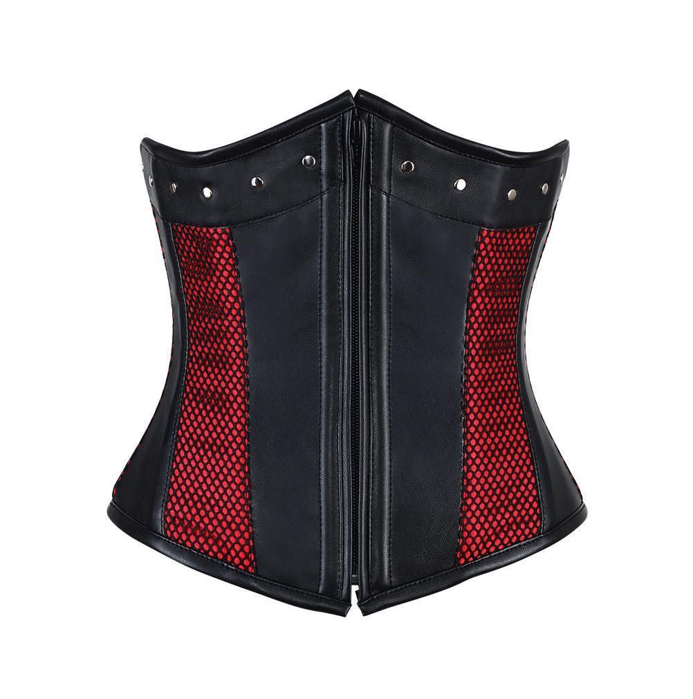 Shona Faux Leather Gothic Underbust Corset - Shearling leather
