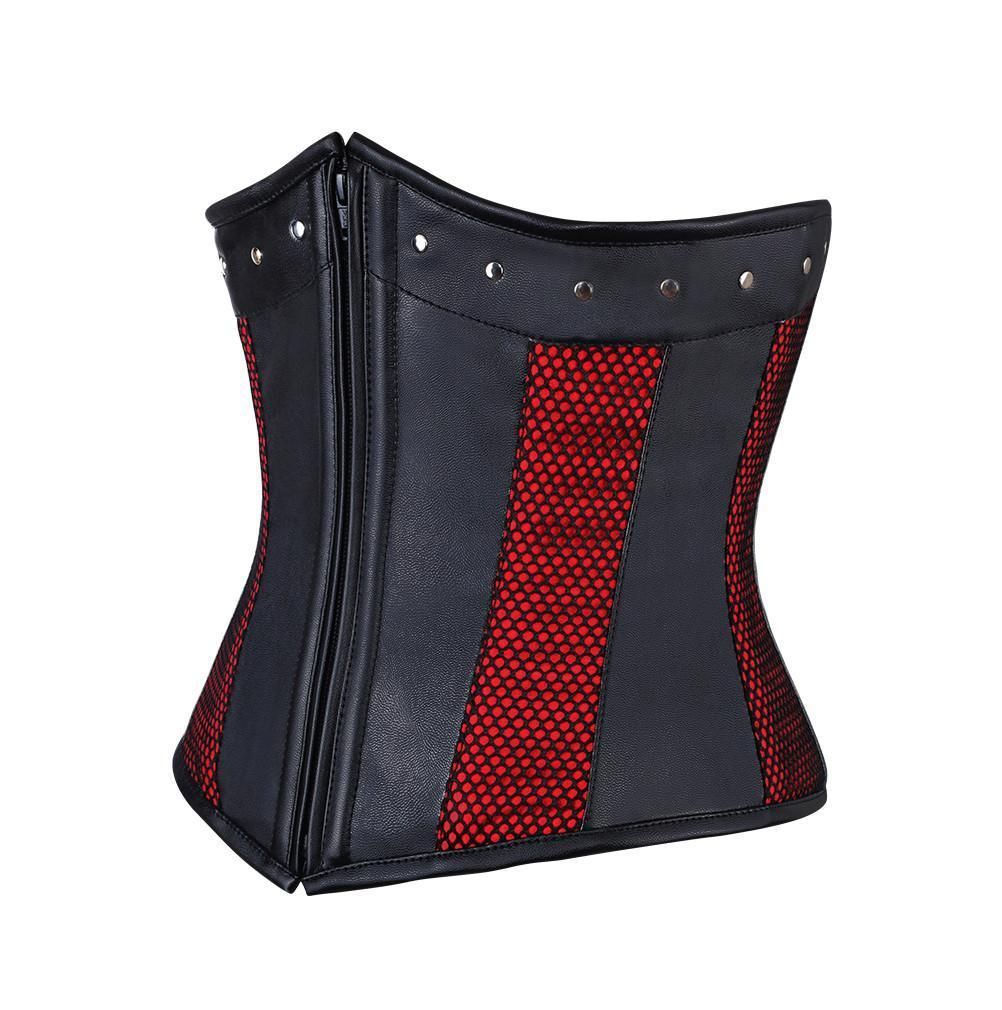 Shona Faux Leather Gothic Underbust Corset - Shearling leather