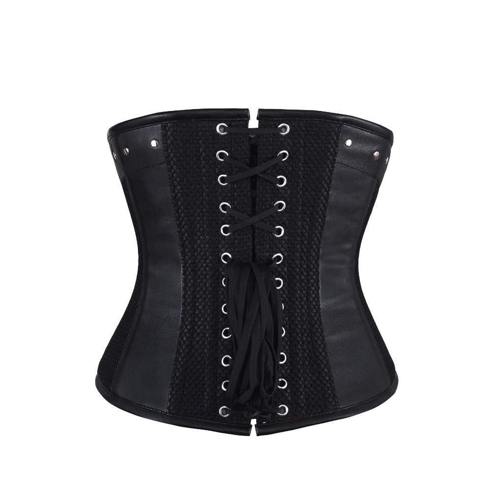 Lizanne Faux Leather Gothic Underbust Corset - Shearling leather