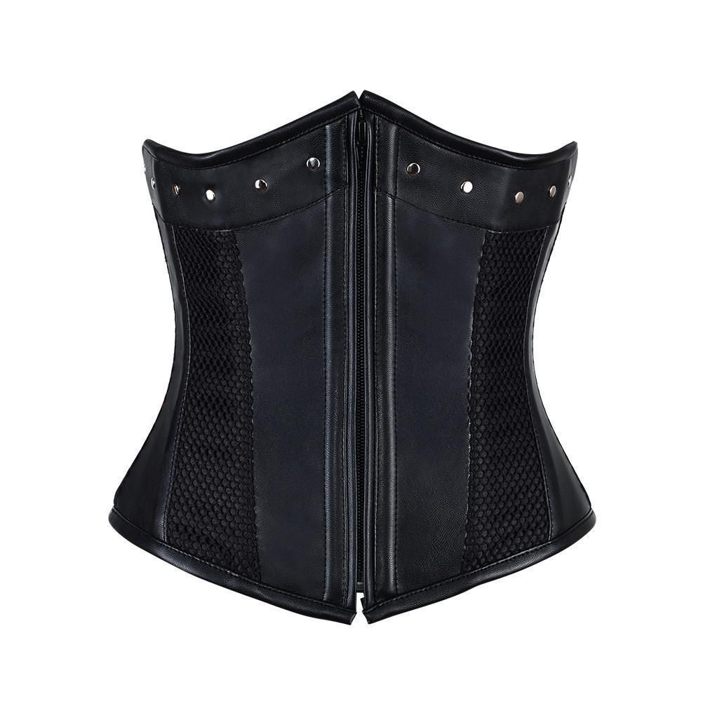 Lizanne Faux Leather Gothic Underbust Corset - Shearling leather