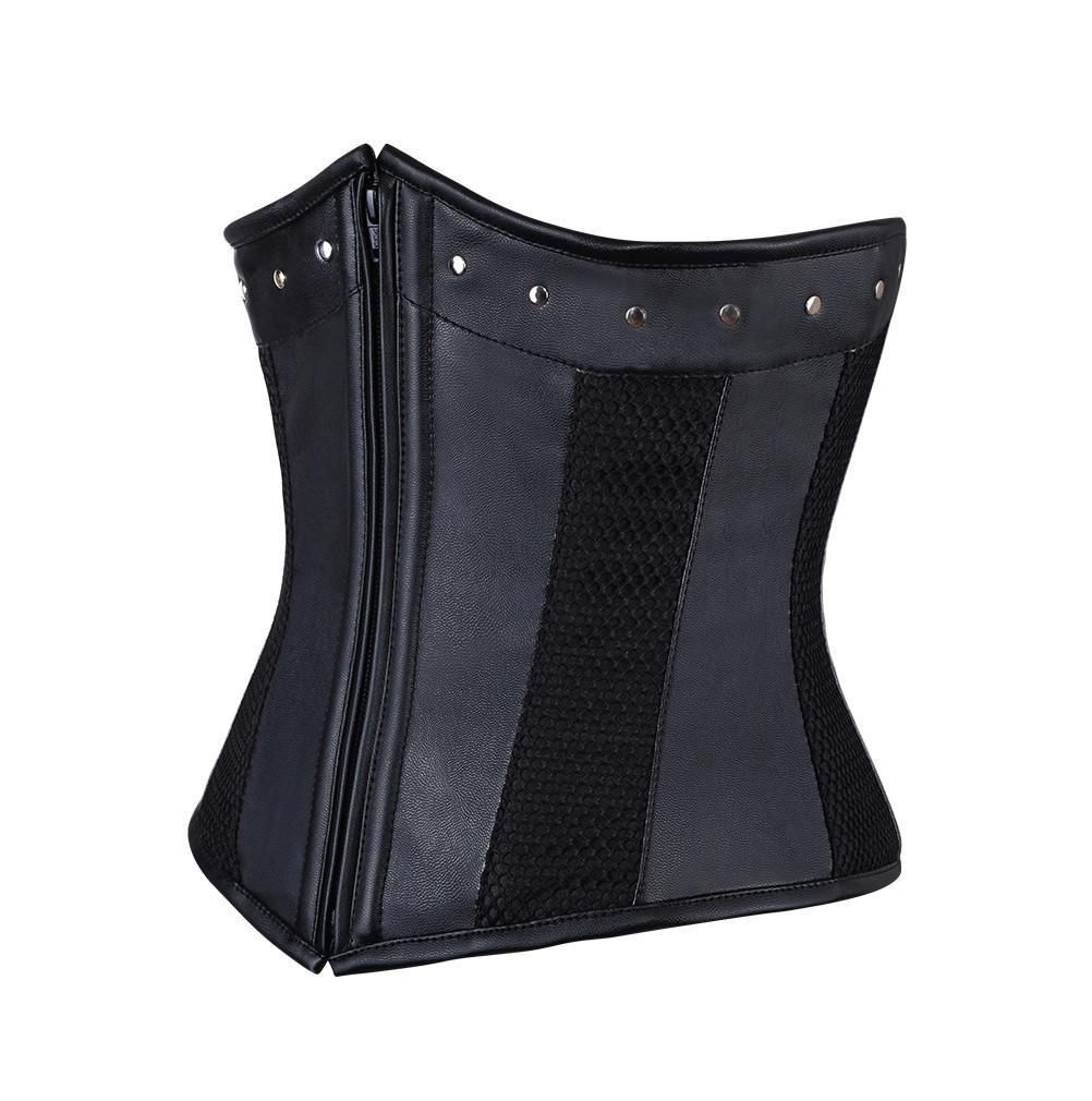Lizanne Faux Leather Gothic Underbust Corset - Shearling leather