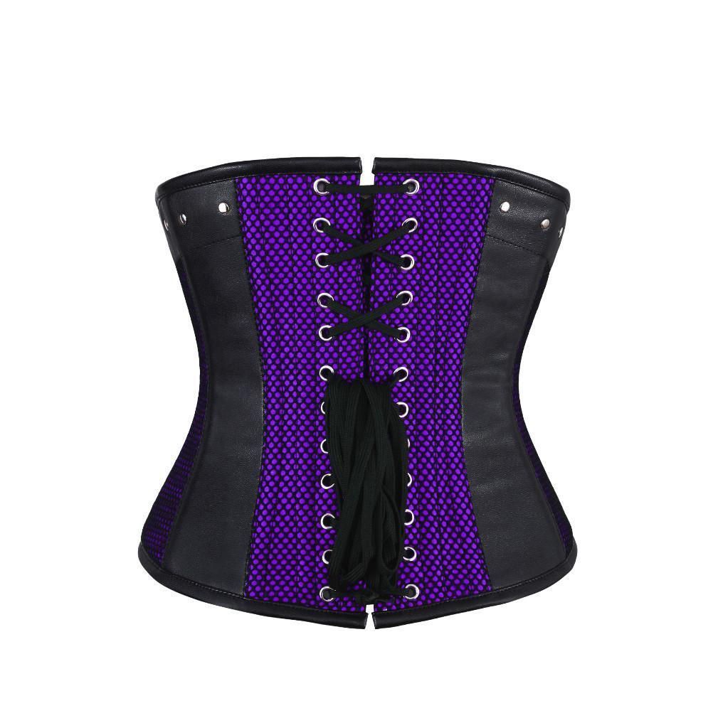 Murphy Faux Leather Gothic Underbust Corset - Shearling leather