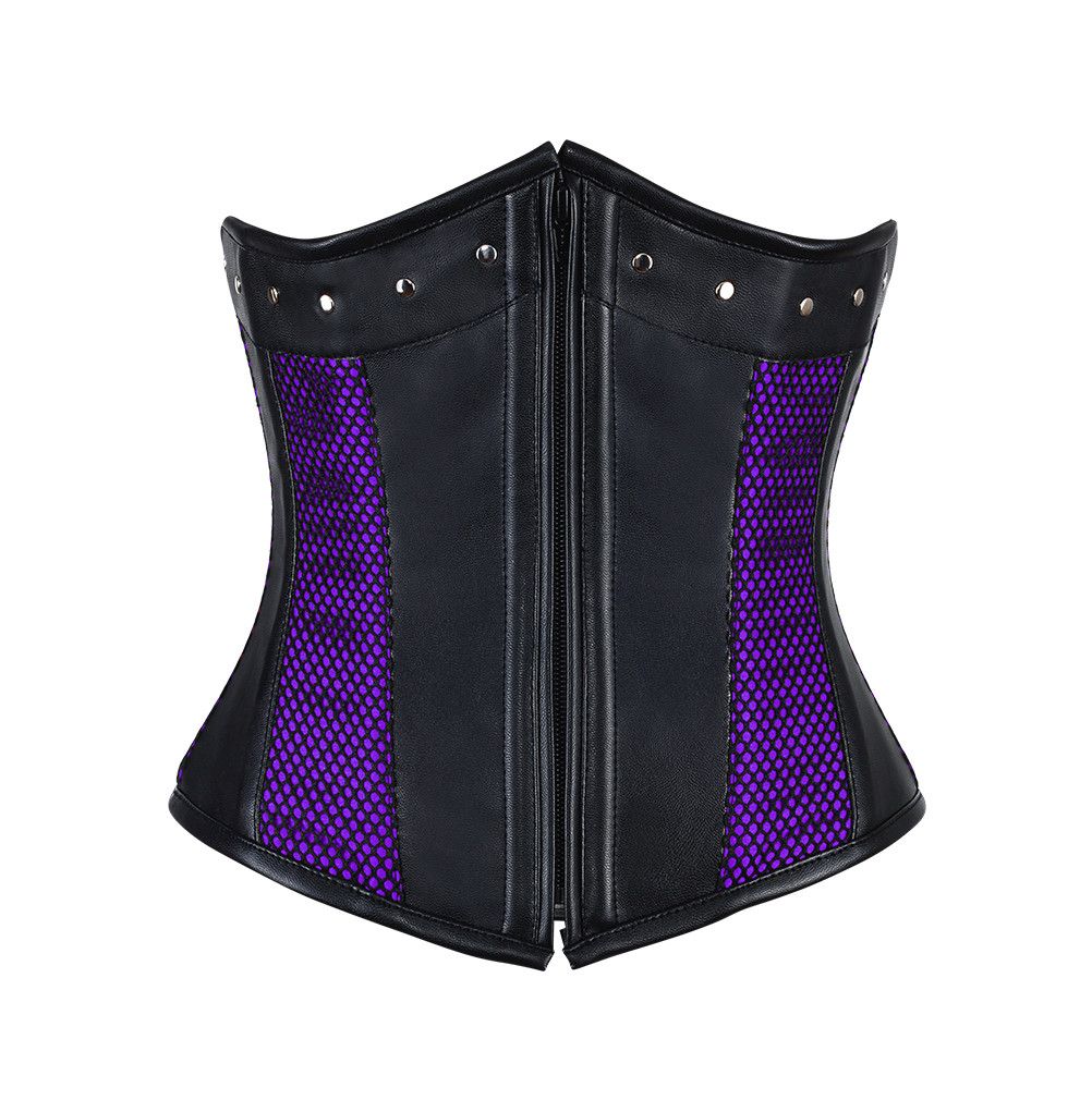 Murphy Faux Leather Gothic Underbust Corset - Shearling leather