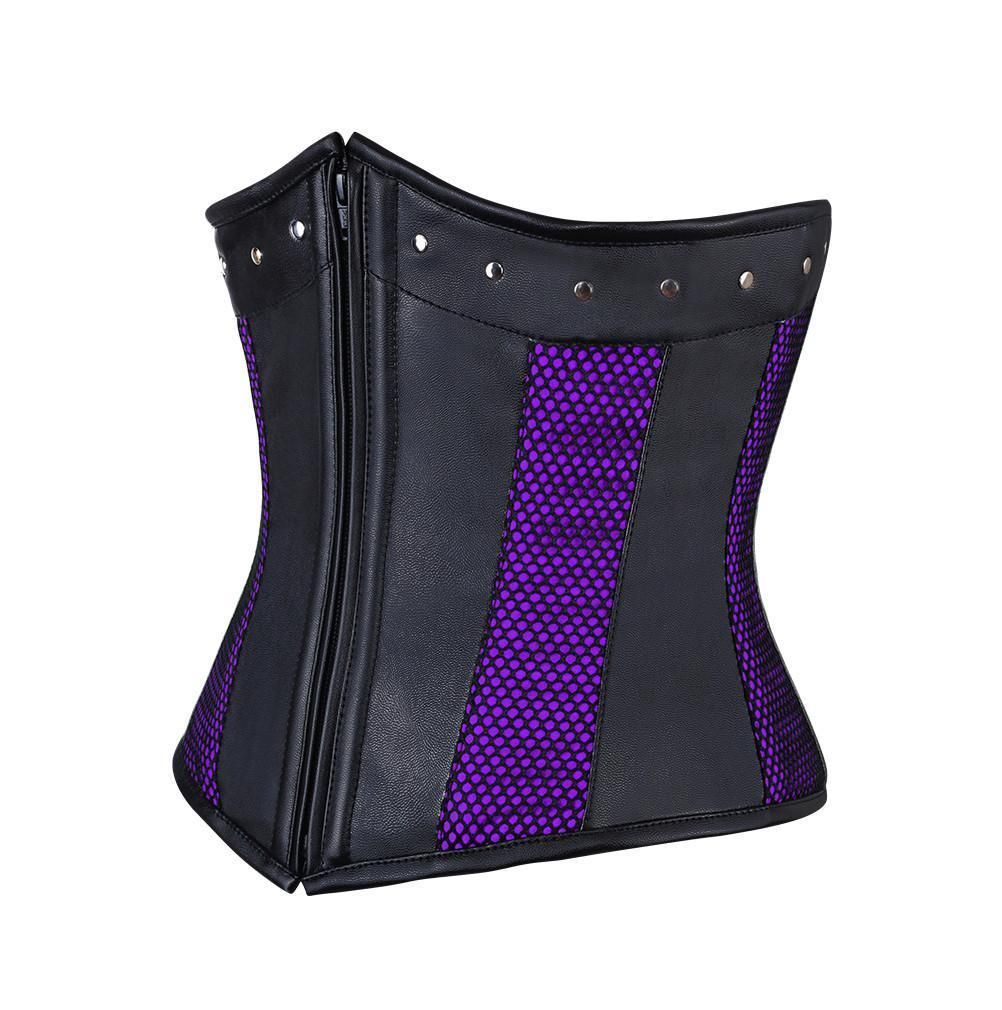 Murphy Faux Leather Gothic Underbust Corset - Shearling leather