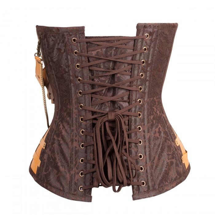 Bev Brown Steampunk Corset - Shearling leather