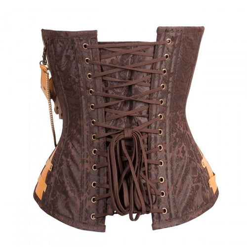 Bev Brown Steampunk Corset - Shearling leather