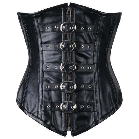 Spurs Faux Leather Longline Underbust Corset - Shearling leather