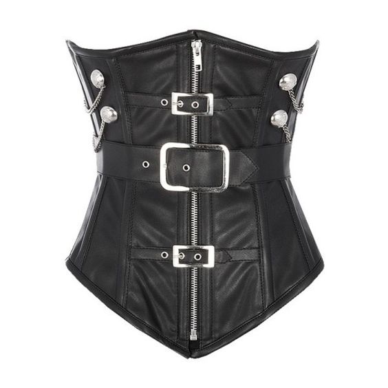 Kathrin Sheep Nappa Underbust Corset With Buckle And Chain Design - Shearling leather