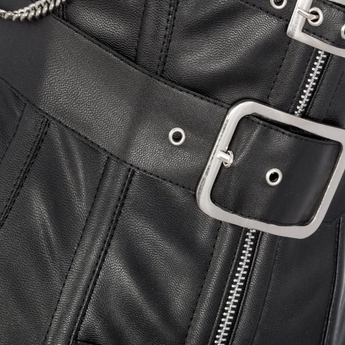 Kathrin Sheep Nappa Underbust Corset With Buckle And Chain Design - Shearling leather