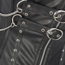 Load image into Gallery viewer, Renner Black Faux Leather Overbust Corset with Buckle Design - Shearling leather
