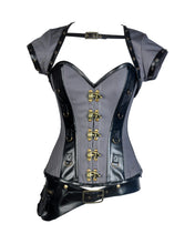 Load image into Gallery viewer, Pepe Taffeta &amp; Faux Leather Overbust Corset With Jacket - Shearling leather
