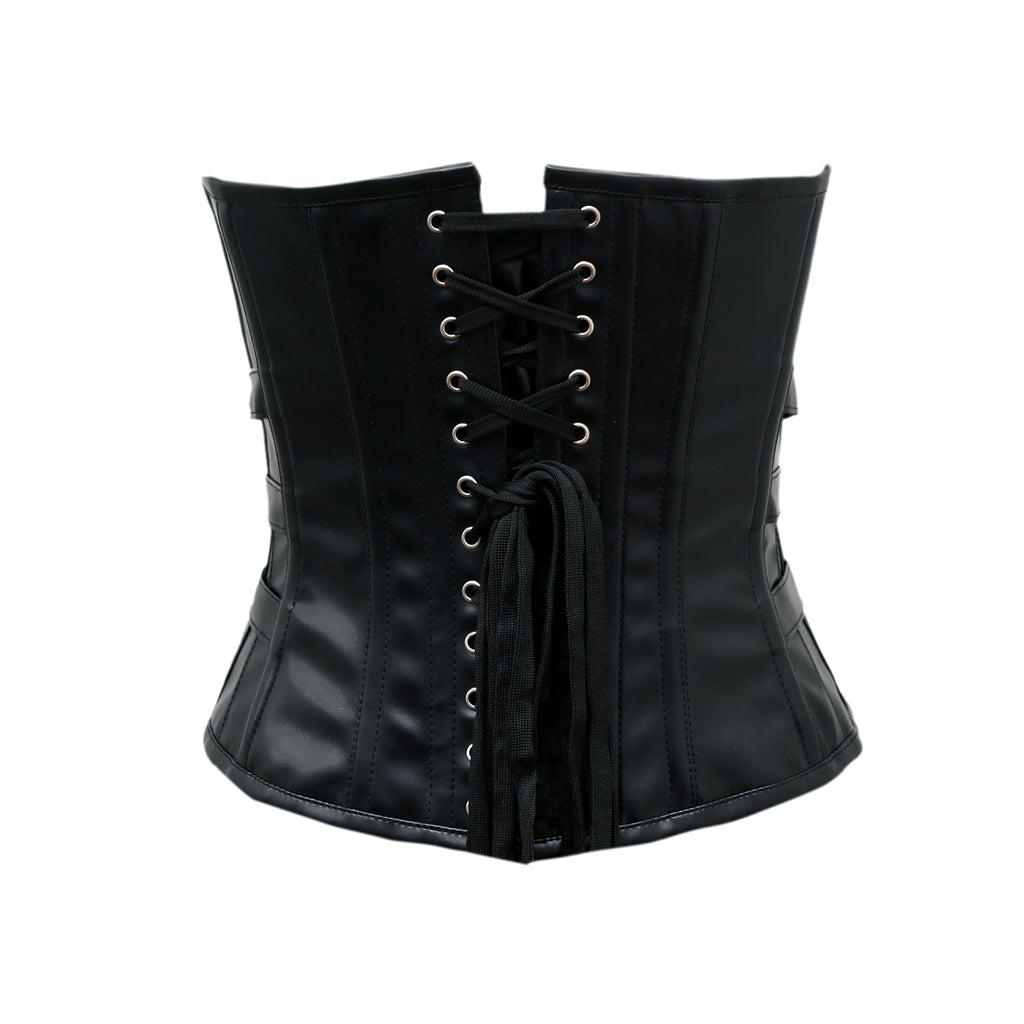 Clichy Gothic Corset In Black Sheep Nappa Leather - Shearling leather