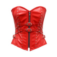 Load image into Gallery viewer, Cates Overbust Corset In Red Sheep Nappa Leather - Shearling leather
