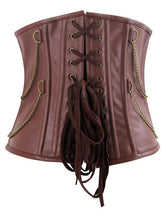 Load image into Gallery viewer, Graz Steampunk Spiral Steel Boned Faux Leather Underbust Corset - Shearling leather
