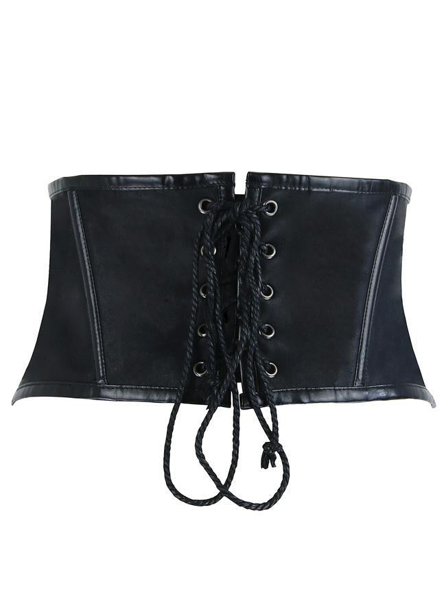 Maxz Steampunk Gothic Faux Leather Sexy Underbust Corset - Shearling leather