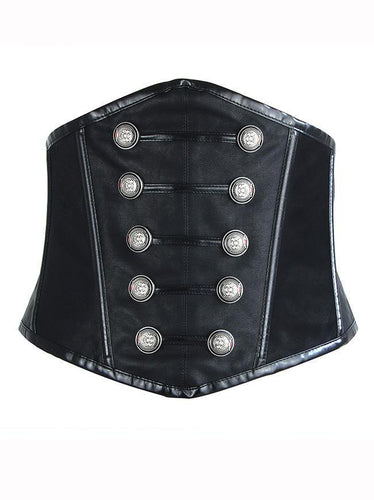 Maxz Steampunk Gothic Faux Leather Sexy Underbust Corset - Shearling leather