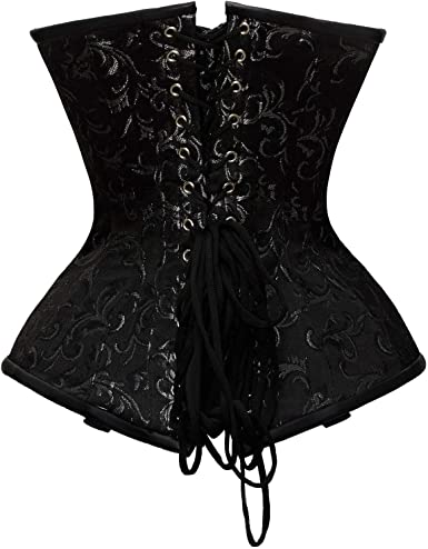 Goel Silver Brocade & Faux Leather Underbust Corset With Chain Details - Shearling leather