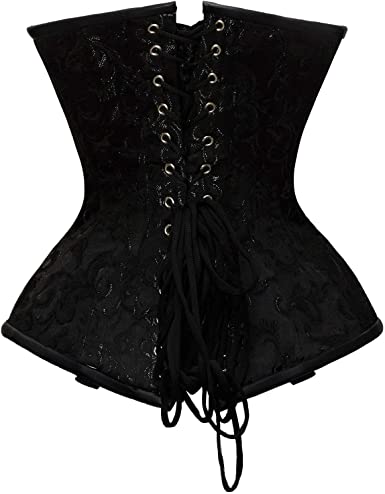 Staier Black Brocade & Faux Leather Underbust Corset With Chain Details - Shearling leather