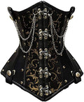 Mariasela Gold Brocade & Faux Leather Underbust Corset With Chain Details - Shearling leather