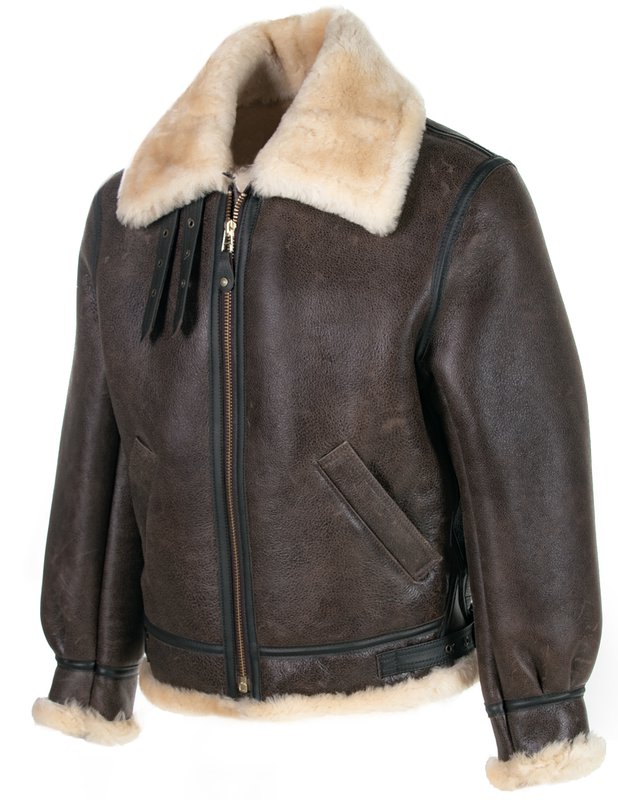 Classic B-3 Sheepskin Leather Bomber Jacket - Shearling leather
