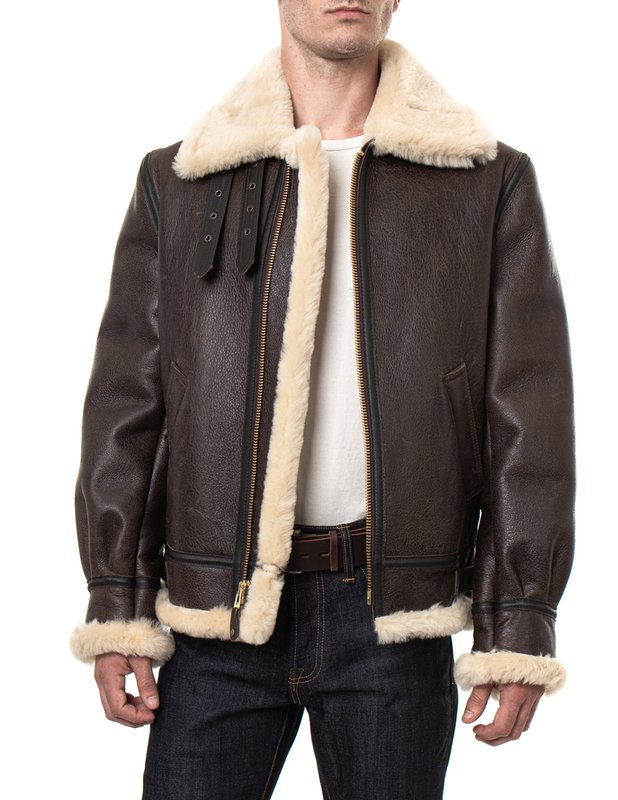 Classic B-3 Sheepskin Leather Bomber Jacket - Shearling leather