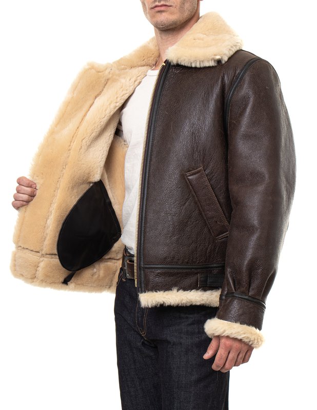 Classic B-3 Sheepskin Leather Bomber Jacket - Shearling leather