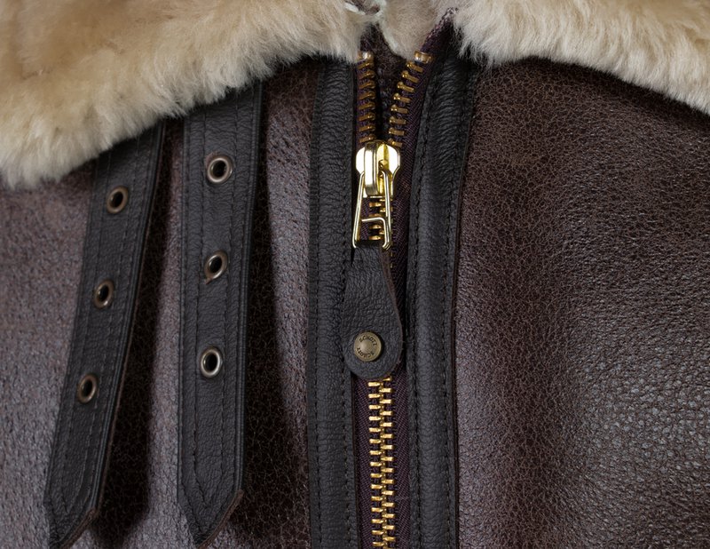 Classic B-3 Sheepskin Leather Bomber Jacket - Shearling leather