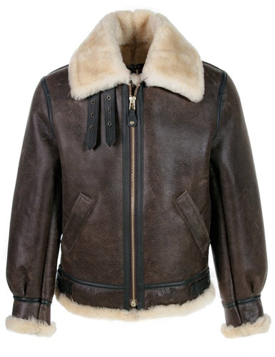 Classic B-3 Sheepskin Leather Bomber Jacket - Shearling leather