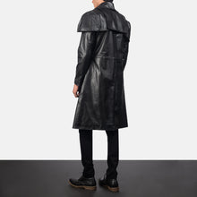 Load image into Gallery viewer, Mens Classic Black Cowhide Leather Duster Coat

