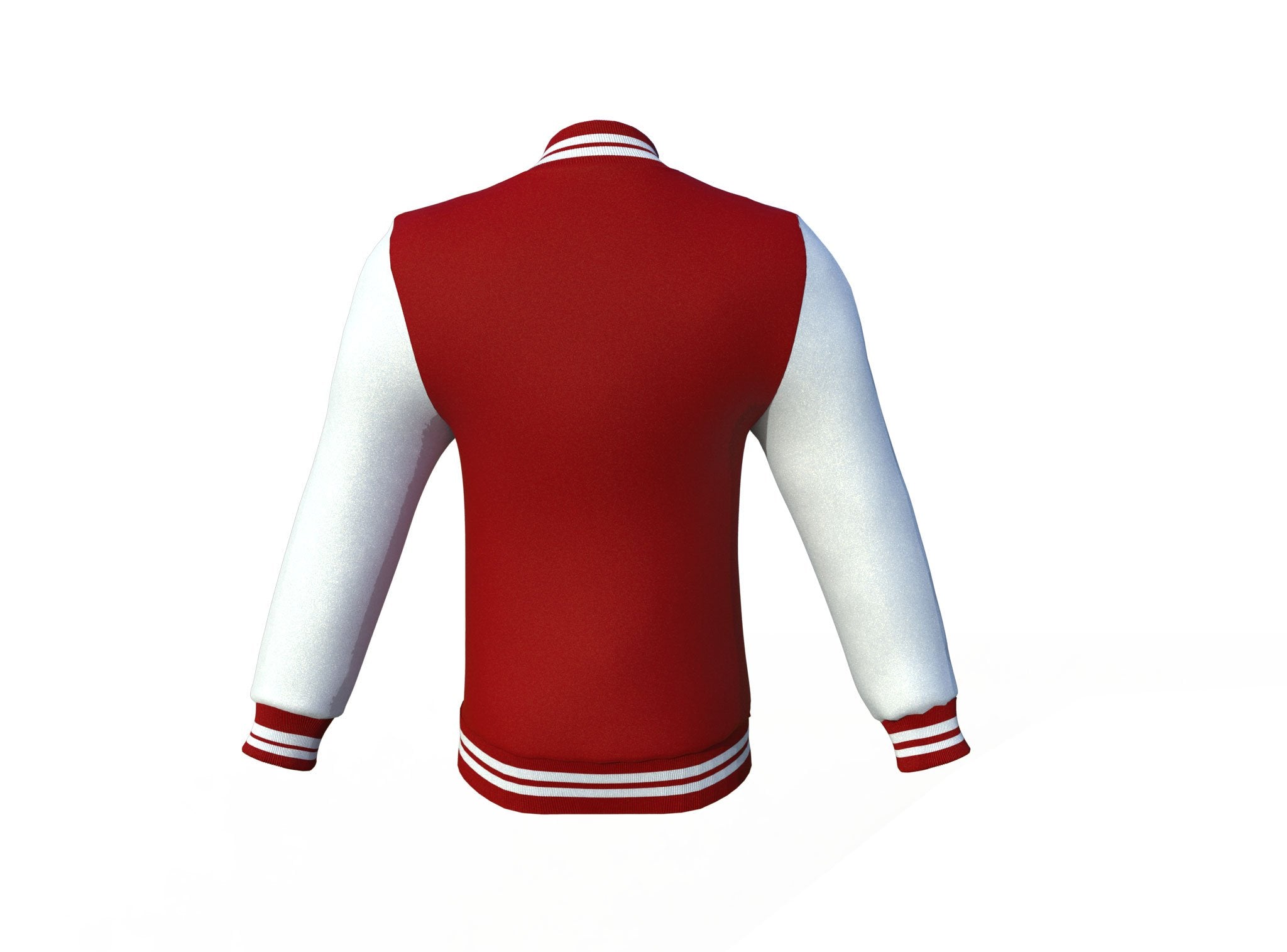 Maroon Varsity Letterman Jacket with White Sleeves - Shearling leather