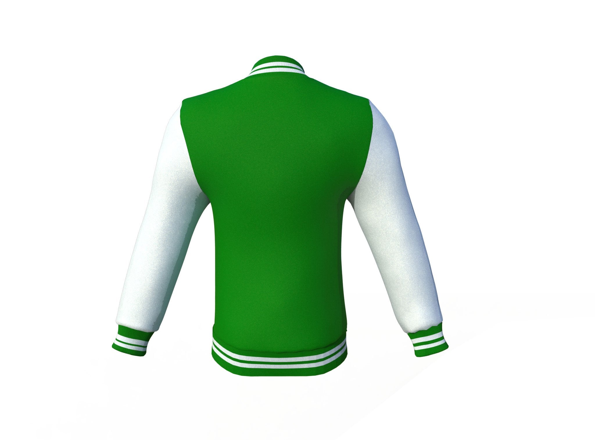Dark Green Varsity Letterman Jacket with White Sleeves - Shearling leather
