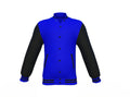 Blue Varsity Letterman Jacket with Black Sleeves - Shearling leather