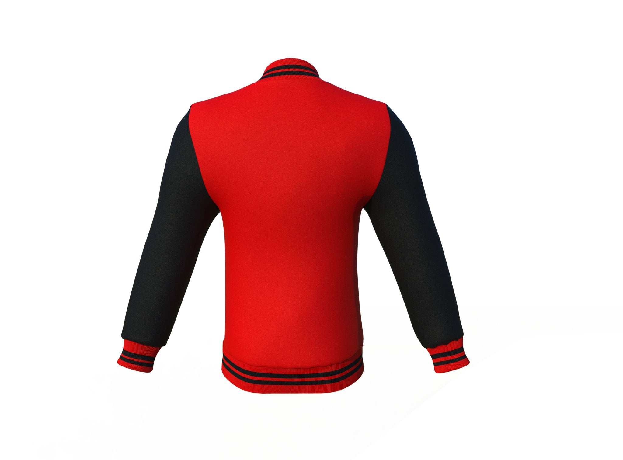 Red Varsity Letterman Jacket with Black Sleeves - Shearling leather
