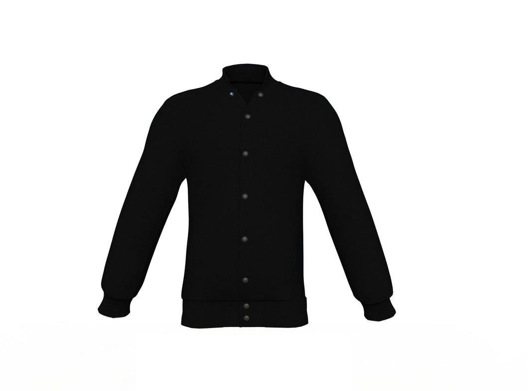 Black Varsity Letterman Jacket with Black Sleeves - Shearling leather
